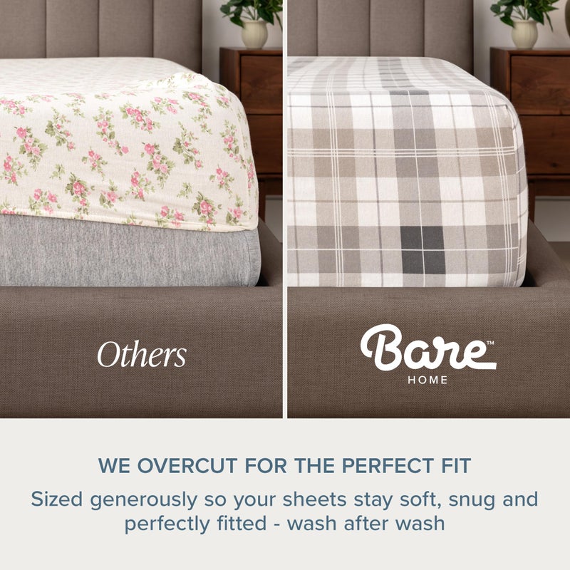 Bare Home Flannel Sheet Set 100% Cotton, Velvety Soft Heavyweight - Double Brushed Flannel - Deep Pocket (Full, Grey) - Image 5